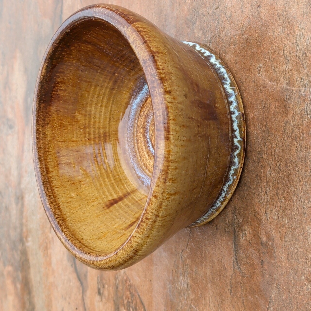 Handmade Studio Ceramics Pottery Hand Thrown Bowl Tan White Glazed